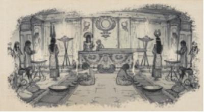 Conceptual drawing virtual reality 1 - Cleopatra Immersive Exhibition
