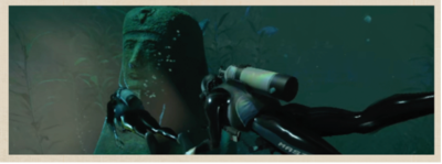 Deep sea divers in search for the temple of isis - Cleopatra Immersive Exhibition