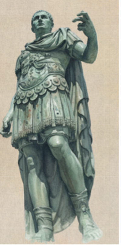 Statue of Julius Caesar, located on Via dei Fori Imperiali in Rome, Italy